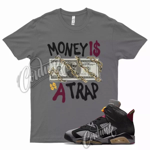 Grey TRAP T Shirt for Air J1 6 Bordeaux Light Graphite Dark Maroon Charcoal Jezsport.com