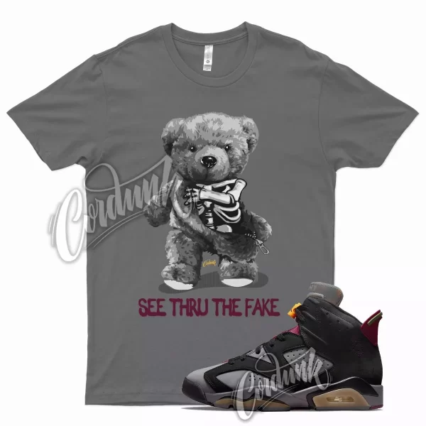 Grey THRU T Shirt for Air J1 6 Bordeaux Light Graphite Dark Maroon Charcoal Jezsport.com