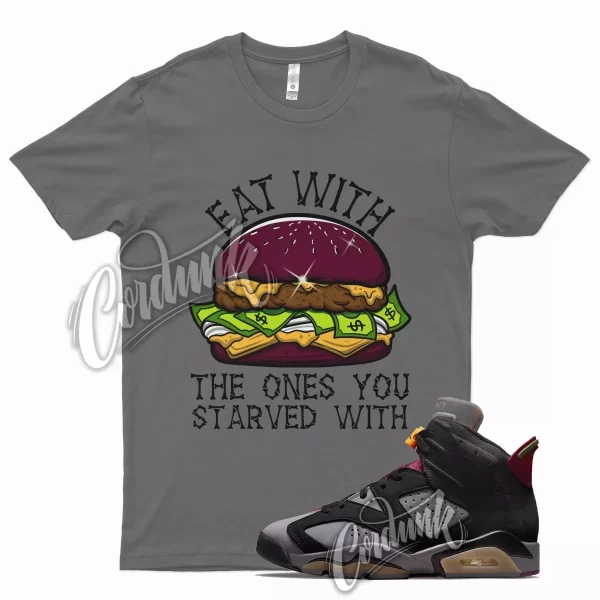 Grey EAT T Shirt for Air J1 6 Bordeaux Light Graphite Dark Maroon Charcoal Jezsport.com