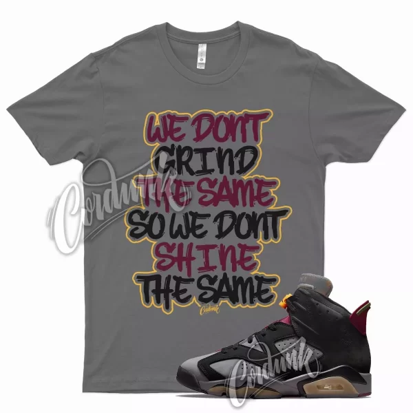 Grey GRIND T Shirt for Air J1 6 Bordeaux Light Graphite Dark Maroon Charcoal Jezsport.com