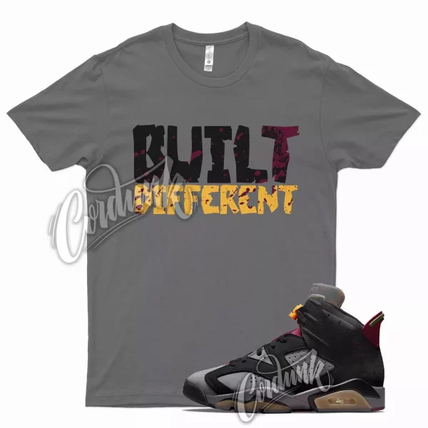 Grey BUILT T Shirt for Air J1 6 Bordeaux Light Graphite Dark Maroon Charcoal Jezsport.com