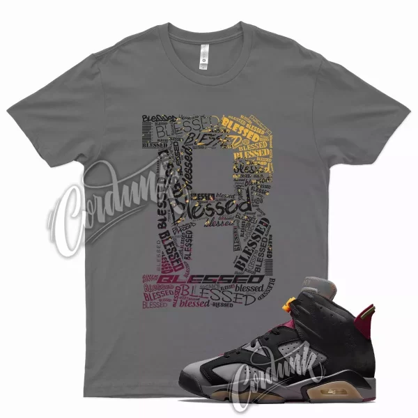 Grey BLESSED Shirt for Air J1 6 Bordeaux Light Graphite Dark Maroon Charcoal Jezsport.com