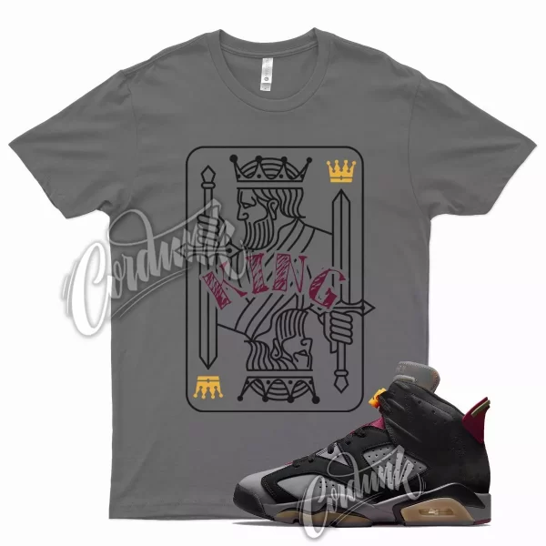 Grey KING T Shirt for Air J1 6 Bordeaux Light Graphite Dark Maroon Charcoal Jezsport.com