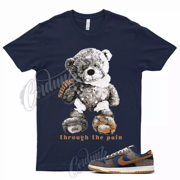 SMILE T Shirt for Dunk Low Tweed Corduroy Midnight Navy Ale Baroque Brown Tartan Jezsport.com