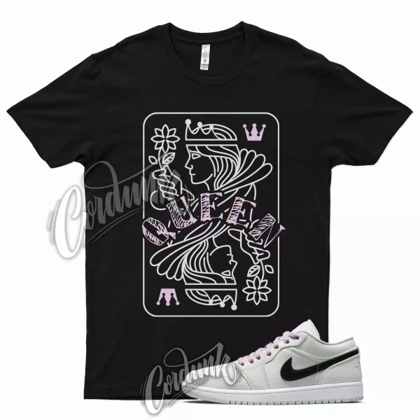 Black QUEEN T Shirt for Air J1 1 Low Barely Green Light Arctic Pink Black Jezsport.com