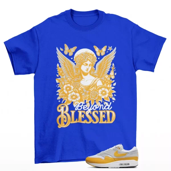 Beyond Blessed Shirt Blue to Match Air Max 1 University Gold FZ5808-100 Jezsport.com