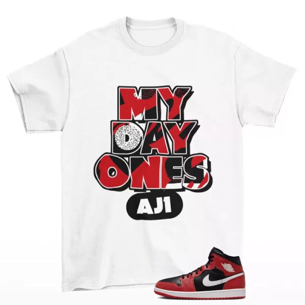 Day One Sneaker Shirt to Match Jordan 1 Mid Black Gym Red DQ8426-061 Jezsport.com