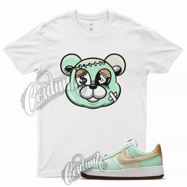 White STITCH Shirt for N Air Force 1 Green Glow Metallic Gold Pulse Milk Cork Jezsport.com