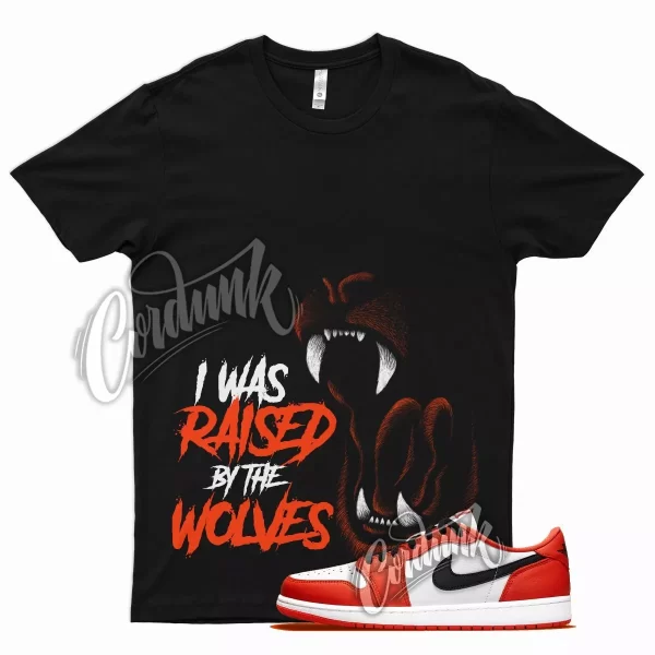 Black WOLVES T Shirt for Air J1 1 Low OG Starfish Orange White Jezsport.com