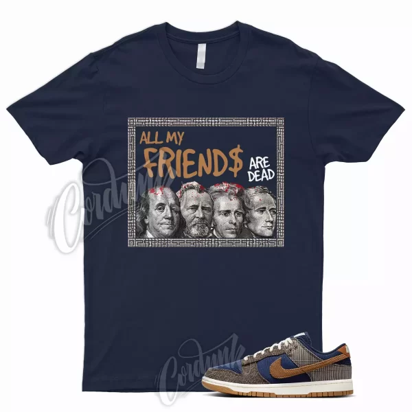 PREZ T Shirt for Dunk Low Tweed Corduroy Midnight Navy Ale Baroque Brown Tartan, FQ8746-410 Jezsport.com