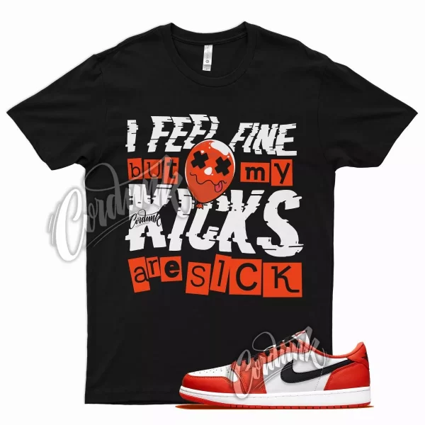 Black SICK V2 T Shirt for Air J1 1 Low OG Starfish Orange White Jezsport.com