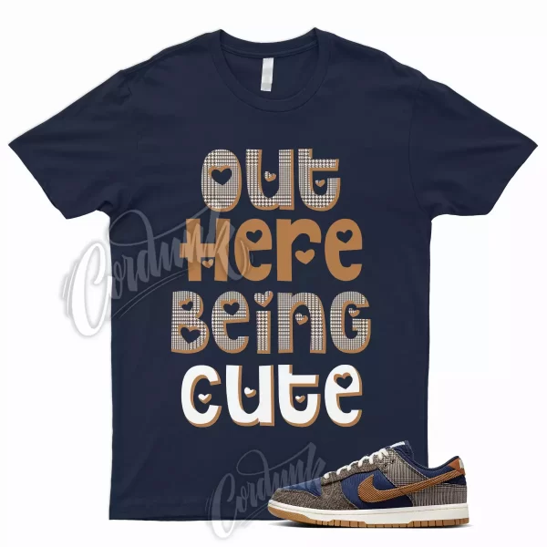 CUTE T Shirt for Dunk Low Tweed Corduroy Midnight Navy Ale Baroque Brown Tartan Jezsport.com