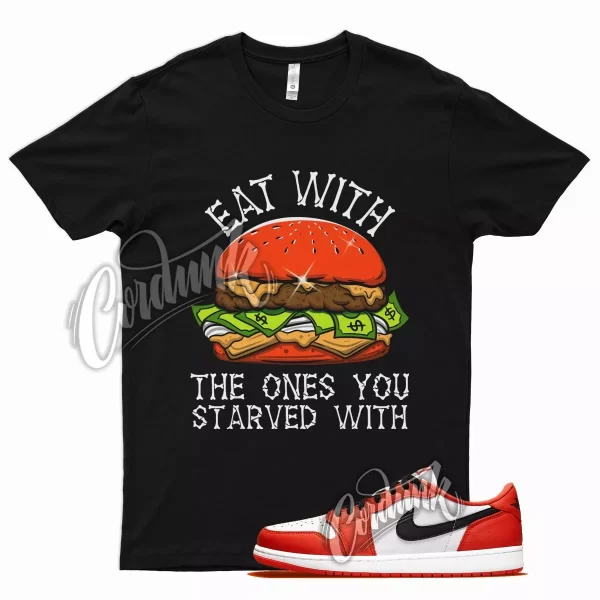 Black EAT T Shirt for Air J1 1 Low OG Starfish Orange White Jezsport.com