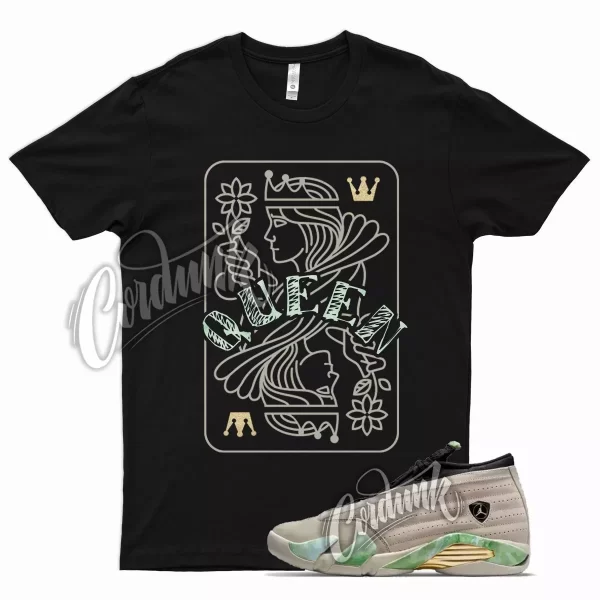 Black QUEEN T Shirt for Air J1 14 May Fortune Light Sand Gold Jade Jezsport.com