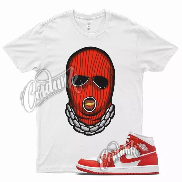 White SKI T Shirt for J1 1 Mid Habanero Red White Foamposite 90 Jezsport.com