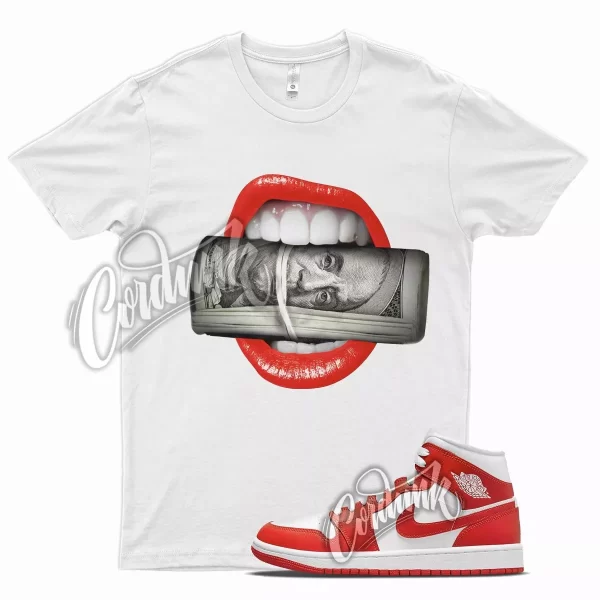 White ROLL T Shirt for J1 1 Mid Habanero Red White Foamposite 90 Jezsport.com