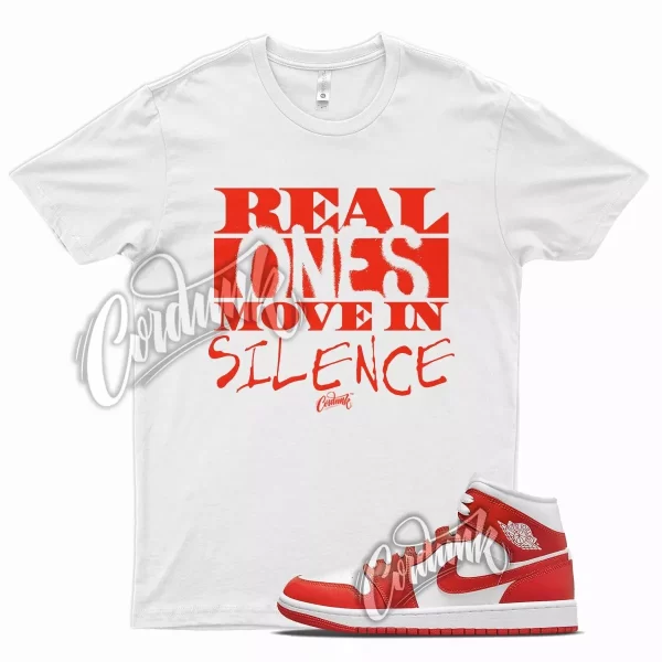 White REAL T Shirt for J1 1 Mid Habanero Red White Foamposite 90 Jezsport.com