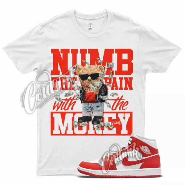 White NUMB T Shirt for J1 1 Mid Habanero Red White Foamposite 90 Jezsport.com