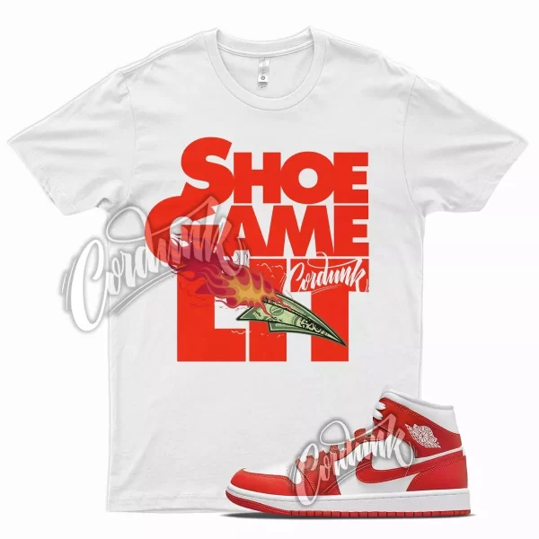 White LIT T Shirt for J1 1 Mid Habanero Red White Foamposite 90 Jezsport.com