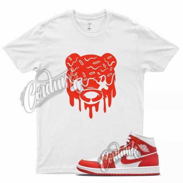 White DRIPPY T Shirt for J1 1 Mid Habanero Red White Foamposite 90 Jezsport.com