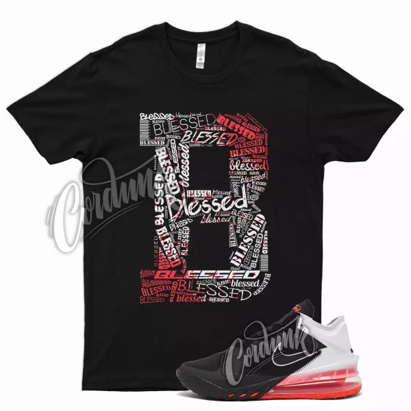 Black BLESSED T Shirt for Lebron 18 Low White Bright Crimson Infrared Jezsport.com