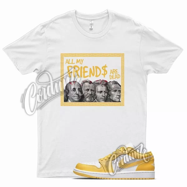 White FRIENDS T Shirt for J1 1 Pollen Yellow University Gold SB Overbreak Jezsport.com