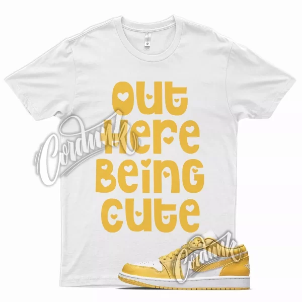 White CUTE T Shirt for J1 1 Pollen Yellow University Gold SB Overbreak Jezsport.com