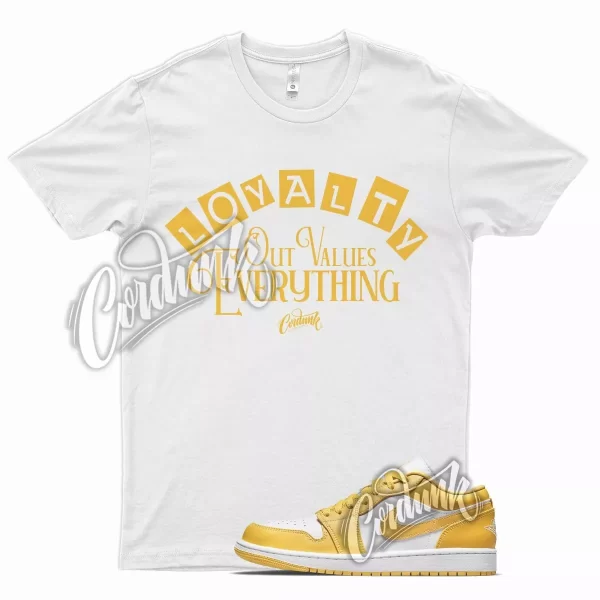 White LOYALTY T Shirt for J1 1 Pollen Yellow University Gold SB Overbreak Jezsport.com