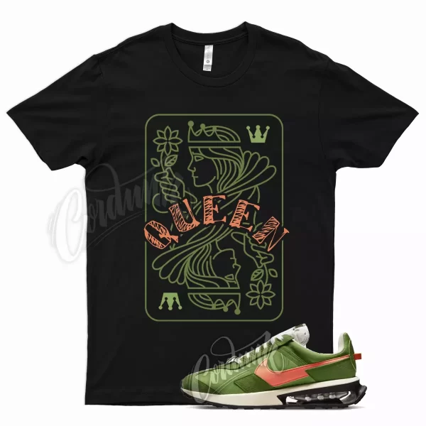 Black QUEEN T Shirt for Air Max Pre-Day Chlorophyll Green Orange Jezsport.com