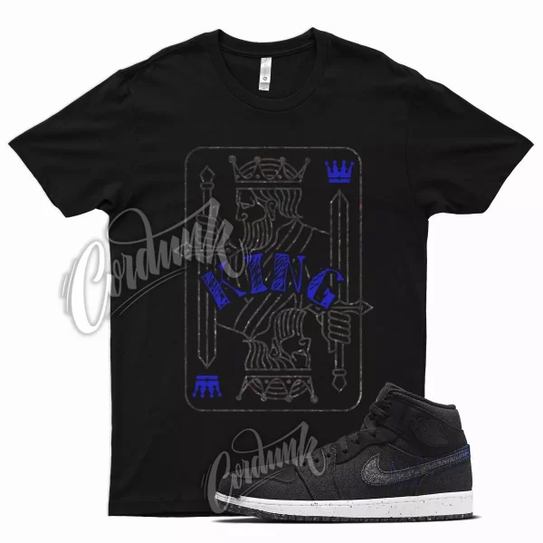 Black KING Shirt for Air J1 1 Mid Racer Blue Multi Sustainable Crater Jezsport.com