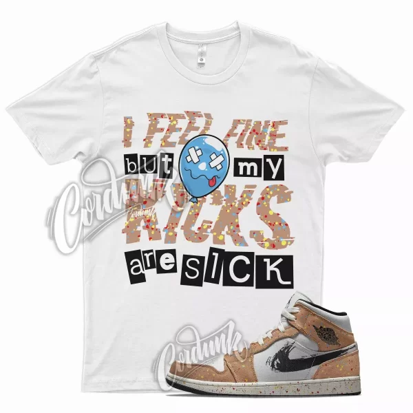 White SICK V2 Shirt for Air J1 1 Mid Brushstroke Cider Chile Red Blue Wheat Jezsport.com