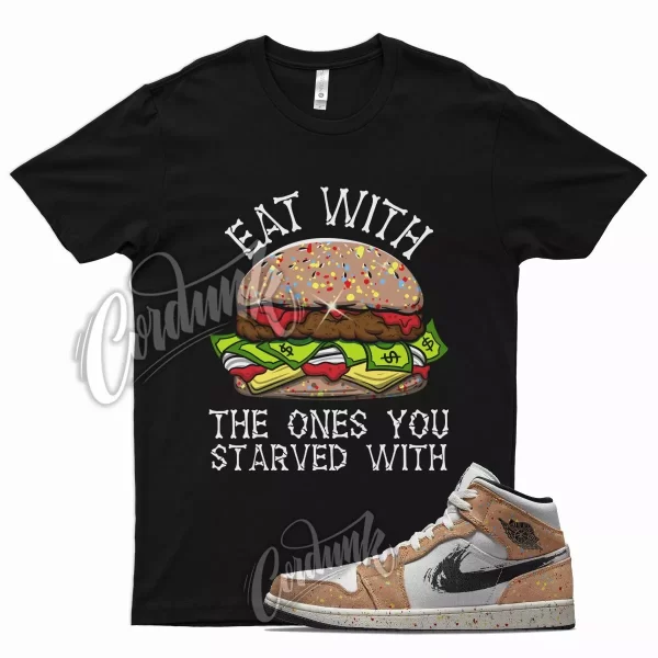 Black EAT Shirt for Air J1 1 Mid Brushstroke Cider Chile Red Blue Wheat Jezsport.com