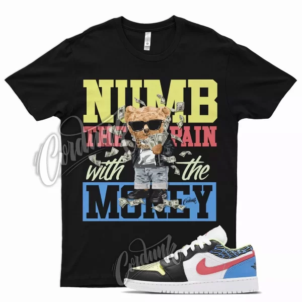 Black NUMB T Shirt for Air J1 1 Low Coast Light Fusion Red Barely Yellow Jezsport.com