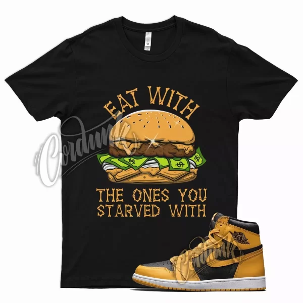 Black EAT T Shirt for Air J1 1 Retro High OG Pollen University Gold Jezsport.com