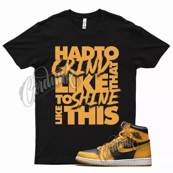 Black GRINDLIKE T Shirt for Air J1 1 Retro High OG Pollen University Gold Jezsport.com