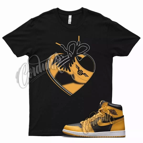 Black HEART T Shirt for Air J1 1 Retro High OG Pollen University Gold Jezsport.com