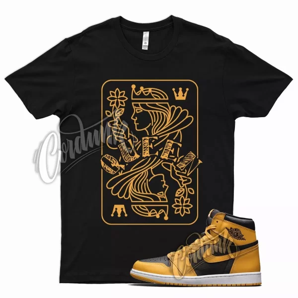 Black QUEEN T Shirt for Air J1 1 Retro High OG Pollen University Gold Jezsport.com