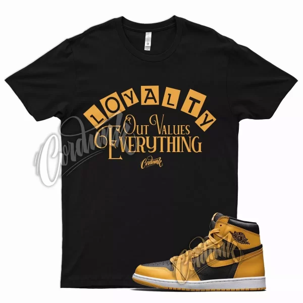 Black LOYALTY T Shirt for Air J1 1 Retro High OG Pollen University Gold Jezsport.com