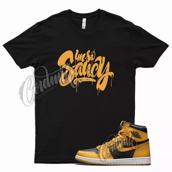 Black SAUCY T Shirt for Air J1 1 Retro High OG Pollen University Gold Jezsport.com