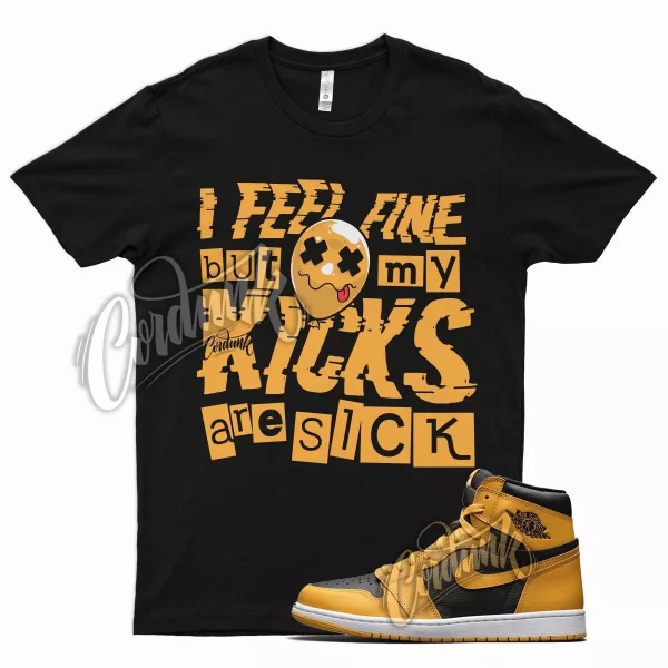 Black SICK V2 T Shirt for Air J1 1 Retro High OG Pollen University Gold Jezsport.com