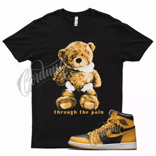 Black SMILE T Shirt for Air J1 1 Retro High OG Pollen University Gold Jezsport.com