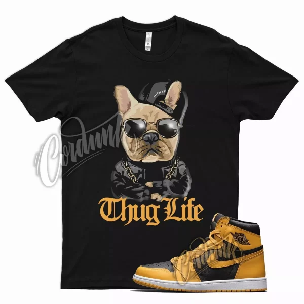 Black THUG T Shirt for Air J1 1 Retro High OG Pollen University Gold Jezsport.com