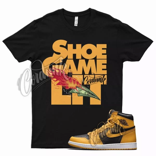 Black LIT T Shirt for Air J1 1 Retro High OG Pollen University Gold Jezsport.com