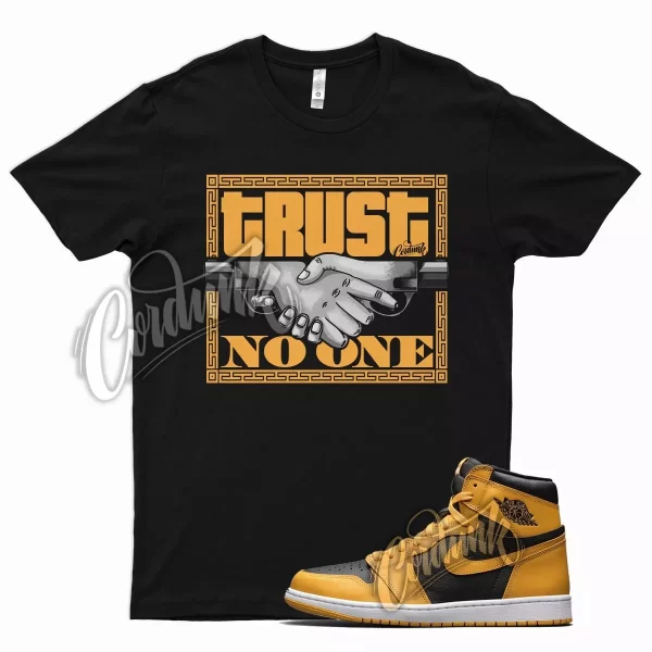 Black TRUST V2 T Shirt for Air J1 1 Retro High OG Pollen University Gold Jezsport.com