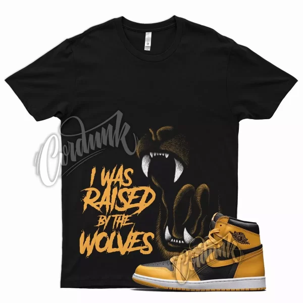 Black WOLVES T Shirt for Air J1 1 Retro High OG Pollen University Gold Jezsport.com