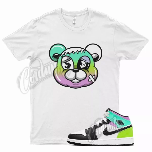 White STITCH T Shirt for Air J1 1 Mid Pastel Volt Green Glow Tropical Twist Jezsport.com