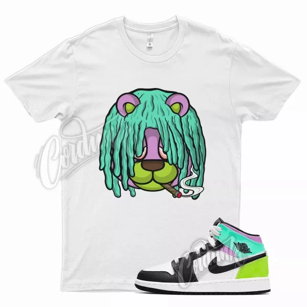 White DREAD T Shirt for Air J1 1 Mid Pastel Volt Green Glow Tropical Twist Jezsport.com