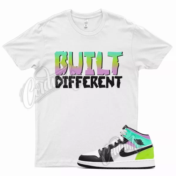 White BUILT T Shirt for Air J1 1 Mid Pastel Volt Green Glow Tropical Twist Jezsport.com