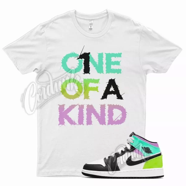 White 1OAK T Shirt for Air J1 1 Mid Pastel Volt Green Glow Tropical Twist Jezsport.com