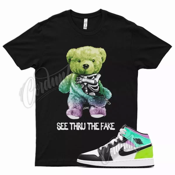 Black THRU T Shirt for Air J1 1 Mid Pastel Volt Green Glow Tropical Twist Jezsport.com